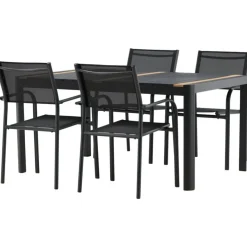 Ruokailuryhmä Venture Home, 150x100cm Togo-pöytä + 4 pinottavaa Santorini-tuolia