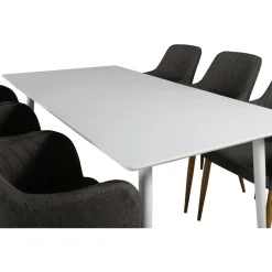 Ruokailuryhmä Venture Home, 180x90cm valkoinen Polar-pöytä + 6 tummanharmaata Comfort-tuolia