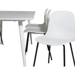 Ruokailuryhmä Venture Home, 180x90cm valkoinen Polar-pöytä + 6 valkoista Arctic-tuolia