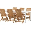 Ruokailuryhmä Venture Home, 200x100cm valkoinen/tiikki Togo-pöytä + 6 ruskeaa Ghana-taittotuolia