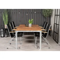 Ruokailuryhmä Venture Home, 200x100cm Zenia-pöytä + 6 Bois-tuolia