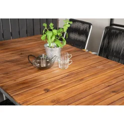 Ruokailuryhmä Venture Home, 200x100cm Zenia-pöytä + 6 Bois-tuolia