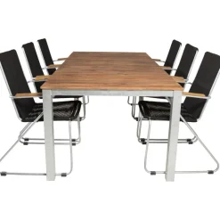Ruokailuryhmä Venture Home, 200x100cm Zenia-pöytä + 6 Bois-tuolia