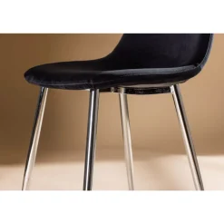 Ruokapöydän tuoli Venture Home Polar Velvet, musta/kromi