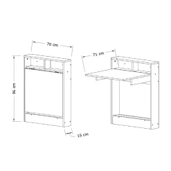 Ruokapöytä Linento Furniture Bracked, valkoinen/puunväri, taittuva