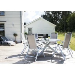 Ruokapöytä Venture Home Copacabana, ø140cm, harmaa/valkoinen