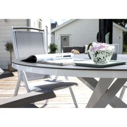 Ruokapöytä Venture Home Copacabana, ø140cm, harmaa/valkoinen