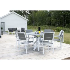 Ruokapöytä Venture Home Copacabana, ø140cm, harmaa/valkoinen