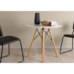 Ruokapöytä Venture Home Danburi, ⌀60cm, valkoinen/puu