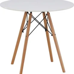 Ruokapöytä Venture Home Danburi, ⌀60cm, valkoinen/puu