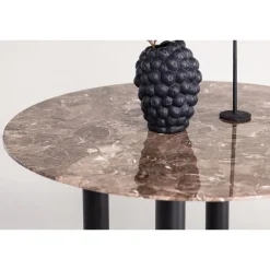 Ruokapöytä Venture Home Havsten, ⌀106cm, ruskea marmorikuvio