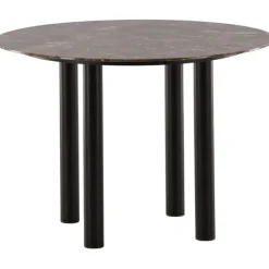 Ruokapöytä Venture Home Havsten, ⌀106cm, ruskea marmorikuvio
