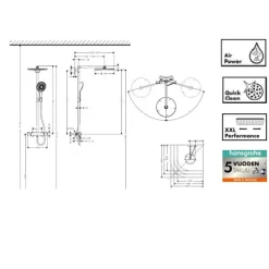 Sadesuihkusetti Hansgrohe Raindance Select S 300 Showerpipe, termostaattihanalla, suihkupää ⌀300mm, vettä säästävä, yläsuihkulla ja käsisuihkulla, kiiltävä kromi