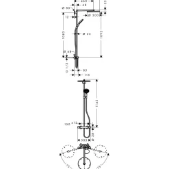 Sadesuihkusetti Hansgrohe Raindance Select S 300 Showerpipe, termostaattihanalla, suihkupää ⌀300mm, vettä säästävä, yläsuihkulla ja käsisuihkulla, kiiltävä kromi
