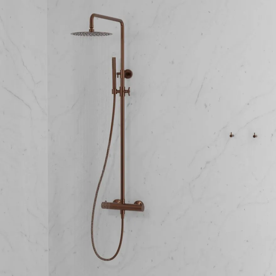 Sadesuihkusetti Scandtap Steel Pleasure 2, termostaattihanalla, suihkupää ⌀250mm, kiiltävä kupari