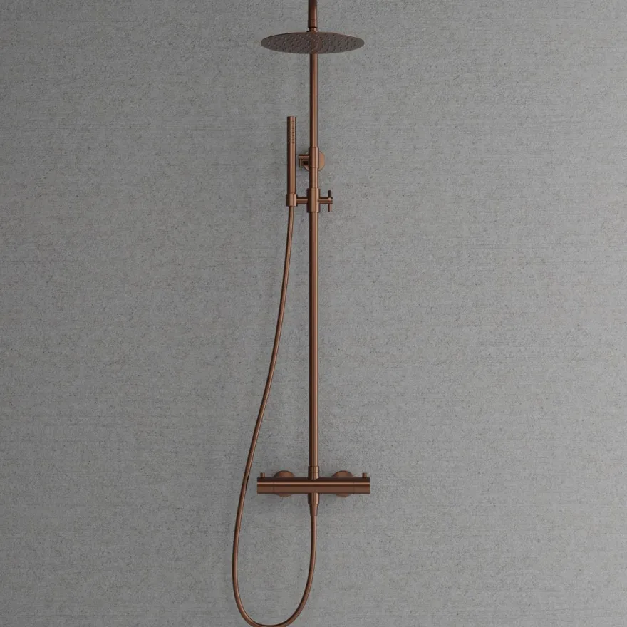 Sadesuihkusetti Scandtap Steel Pleasure 2, termostaattihanalla, suihkupää ⌀250mm, kiiltävä kupari