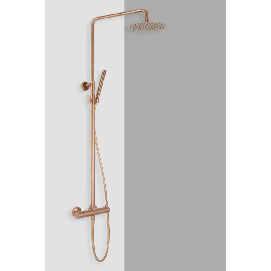 Sadesuihkusetti Scandtap Steel Pleasure 2, termostaattihanalla, suihkupää ⌀250mm, kiiltävä kupari