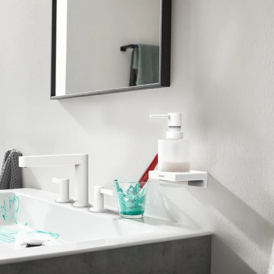 Saippua-annostelija Hansgrohe AddStoris Q, seinäasennus, eri värejä