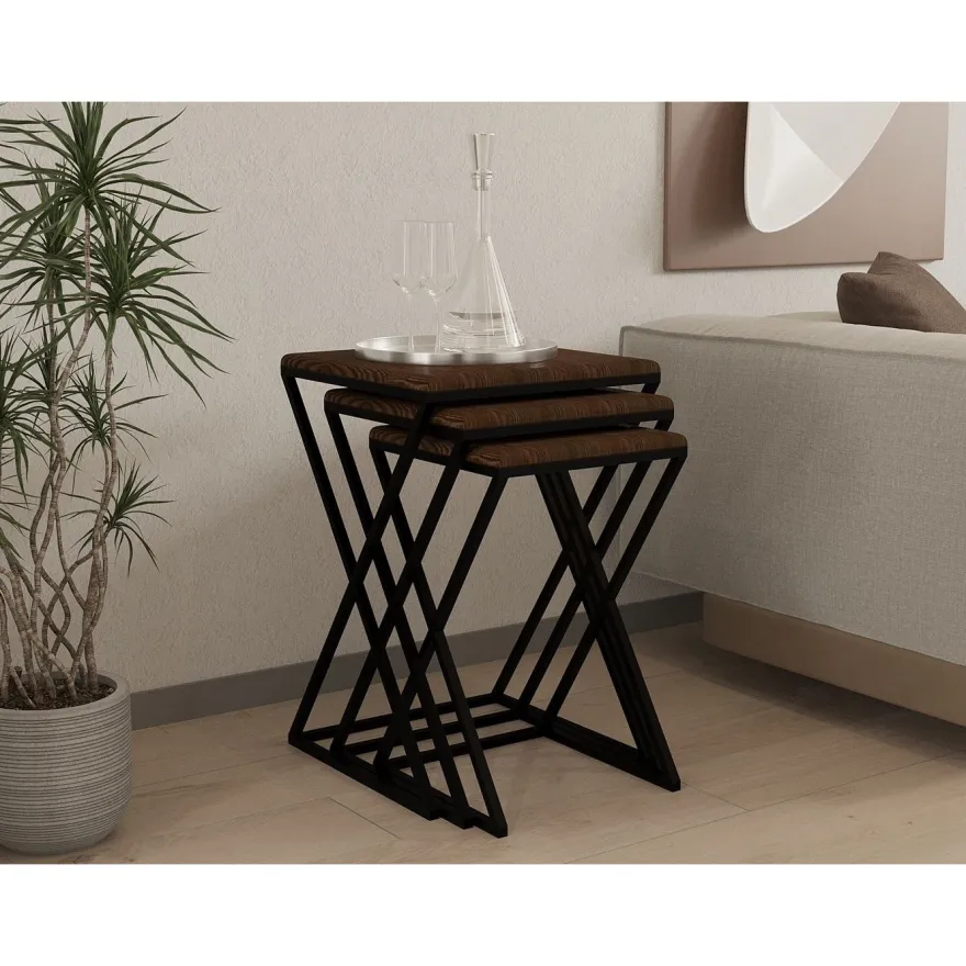 Sarjapöytä Linento Furniture Z Zigon, ruskea/musta