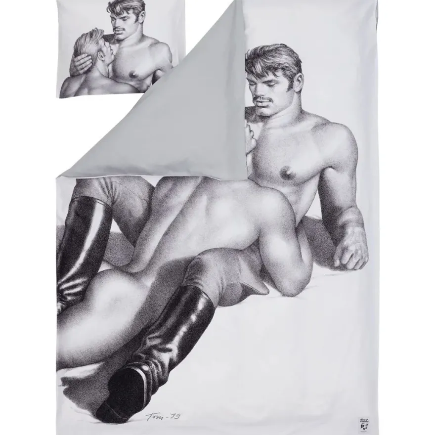 Satiinipussilakanasetti Finlayson Tom of Finland Together, musta/valkoinen