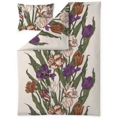 Satiinipussilakanasetti Vallila Kukoistus, terra/purppura, 150x210 cm