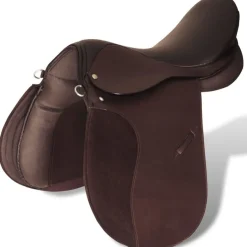 Satulasarja 17.5", 12 cm 5-in-1, aitoa nahkaa, ruskea