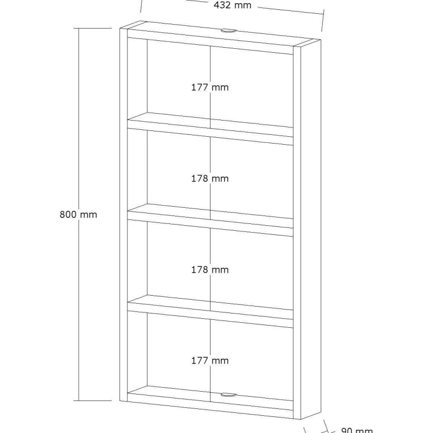 Seinähylly Linento Furniture Quatro 43x80cm
