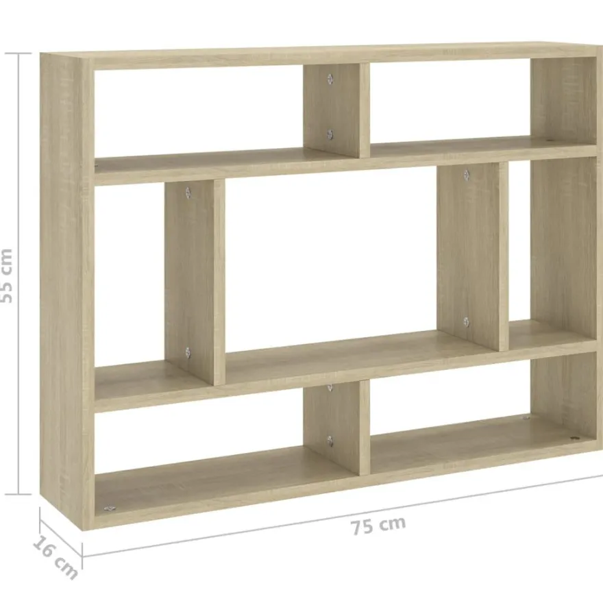 Seinähylly Sonoma-tammi 75x16x55 cm tekninen puu (03005)
