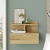 Seinään kiinnitettävä yöpöytä Linento Furniture LV28, puukuosi, ruskea