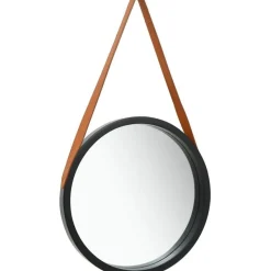 Seinäpeili hihnalla, 50cm, musta