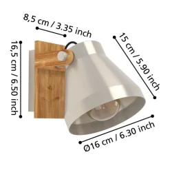 Seinävalaisin Eglo Awton, E27, 40W, IP20, teräs/puu