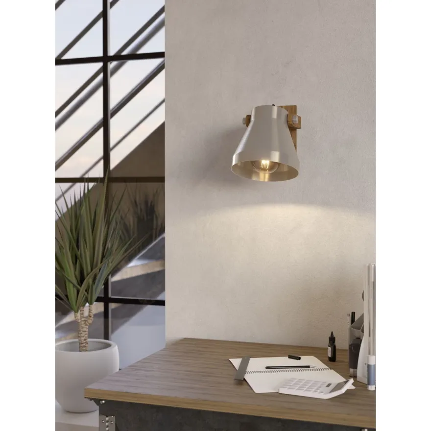 Seinävalaisin Eglo Awton, E27, 40W, IP20, teräs/puu