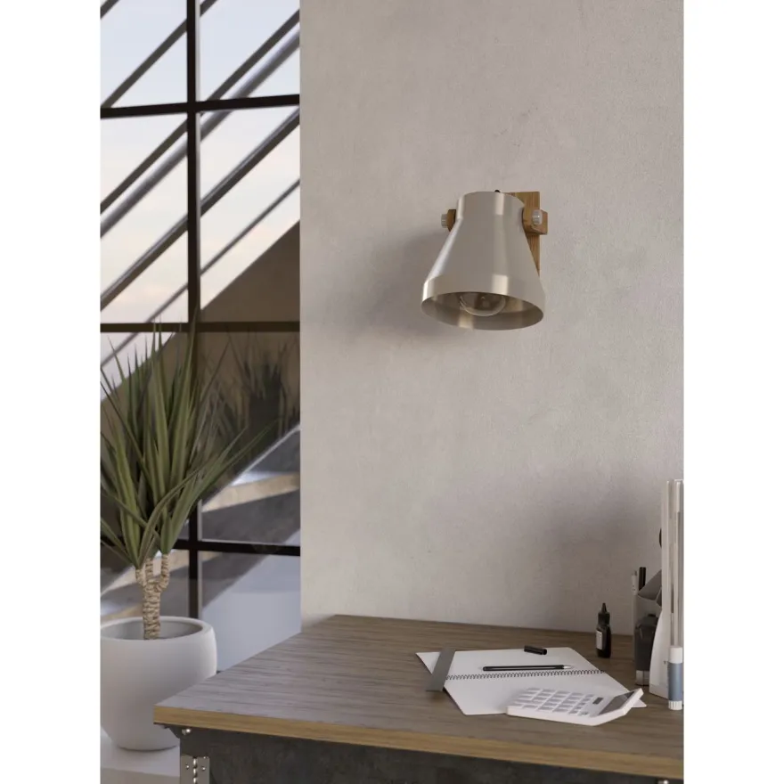 Seinävalaisin Eglo Awton, E27, 40W, IP20, teräs/puu