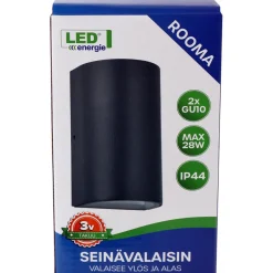 Seinävalaisin Led Energie ROOMA, 2xGU10, IP44, max. 28W x 2, antrasiitinharmaa
