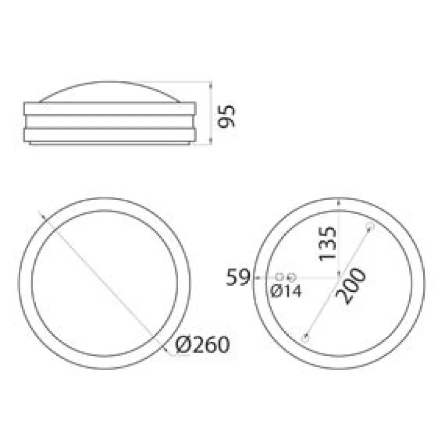 Seinävalaisin LED Lumia AVN260GHLED, Ø260x95mm, grafiitinharmaa