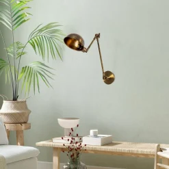 Seinävalaisin Linento Lighting Sivani, Ø15cm, E27, suunnattava, antiikkimessinki