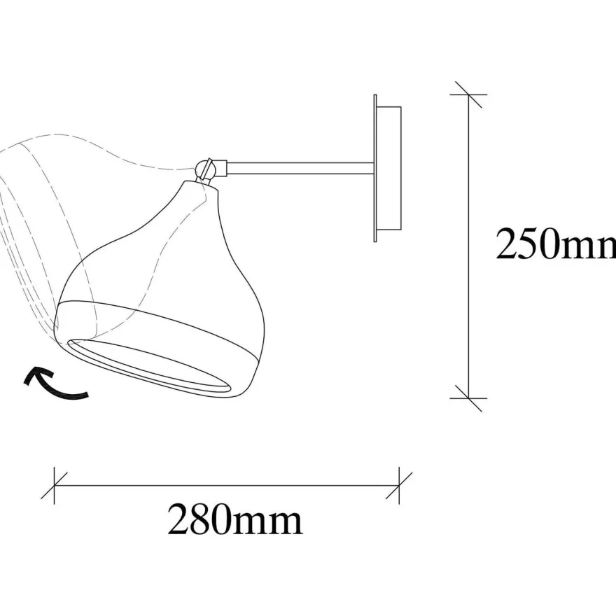 Seinävalaisin Linento Lighting Yildo 6901, 17x28cm, musta/kupari