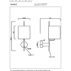 Seinävalaisin Lucide Magic, 31x18cm, IP20, musta