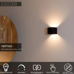 Seinävalaisin Lucide Vertigo, 10x10cm, IP54, 6W, eri värejä