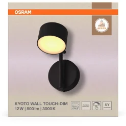 Seinävalaisin Osram Decor Kyoto 12W 930 Touch DIM 3000K musta