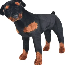 Seisova pehmolelu rottweiler musta ja valkoinen XXL