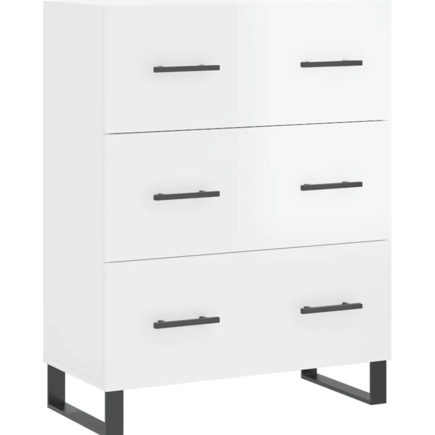 Senkki korkeakiilto valkoinen 69,5x34x90 cm tekninen puu (27878)