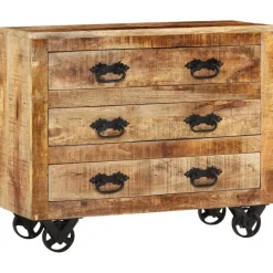 Senkki 3 laatikkoa 80x30x65 cm täysi karkea mangopuu (51690)