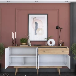 Senkki Linento Furniture GD110 - 3327 saksanpähkinä/valkoinen