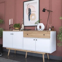 Senkki Linento Furniture GD110 - 3327 saksanpähkinä/valkoinen