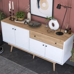 Senkki Linento Furniture GD110 - 3327 saksanpähkinä/valkoinen