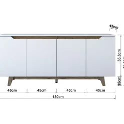 Senkki Linento Furniture GD102 1874 valkoinen/pähkinä