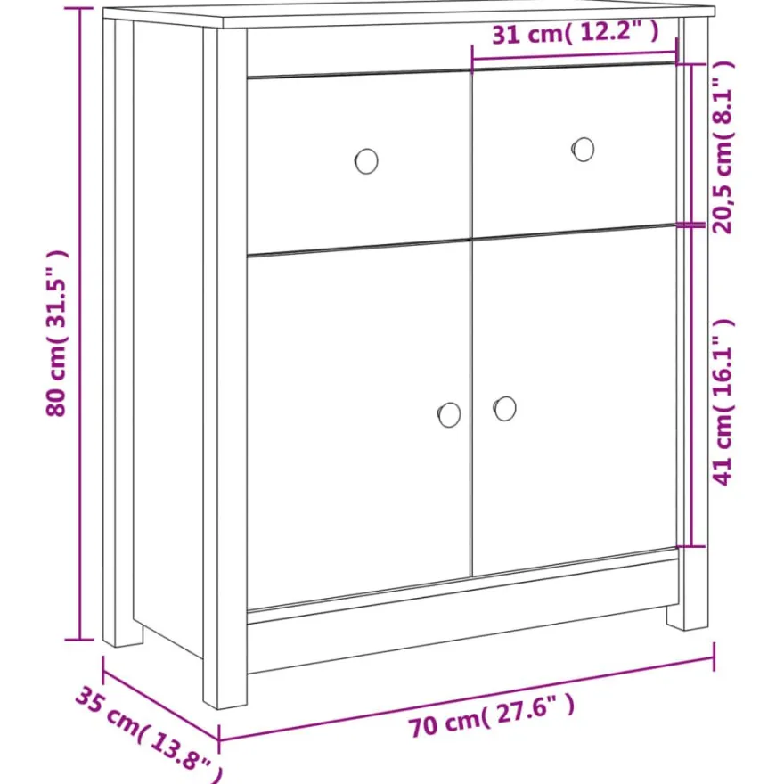Senkki täysi mänty 70x35x80 cm, eri malleja (15580)