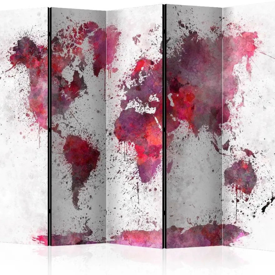 Sermi Artgeist World Map: Red Watercolors II, 225x172cm