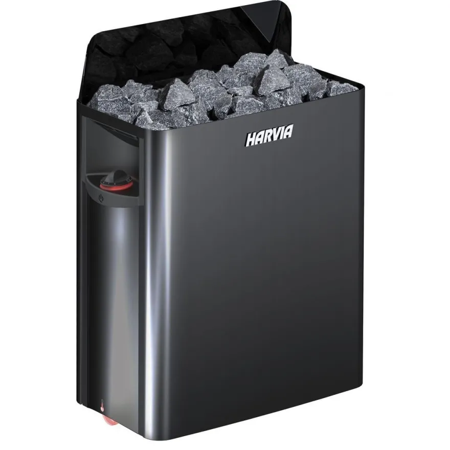 Sähkökiuas Harvia The Wall SW45 Black Steel, 4.5kW, 3-6m³, kiinteä ohjaus